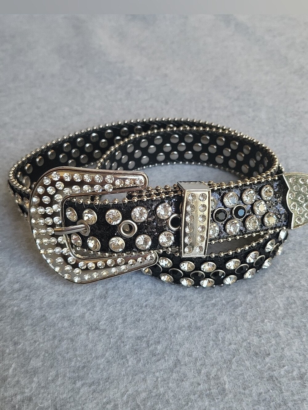 Womens Western Belt S Black Patent Leather Rhinestone Bling Cowboy Cowgirl Rodeo
